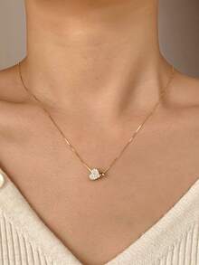 1 件 925 纯银 14k 镀金简约心形吊坠项链，精致独立设计颈链，随机盒装款式，送给好朋友的生日礼物