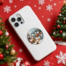 5 Sheets/Set, 30pcs Christmas Tree Round Glass Painting Stickers, UV DTF Glass Cup Stickers, Waterproof And Scratch-Resistant DTF Transfer Stickers, Suitable For Christmas Tree Ornaments, 16oz Glass Cups, Mugs, Crafts, Great For Decorating Personal Items!