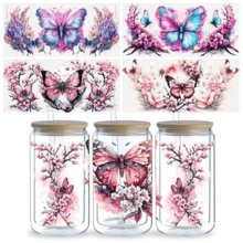 2D Flat Butterfly UV DTF Transfer Stickers - Suitable For Cups, Bottles, Stationery, Crafts, DIY Artwork - Easy To Apply, Durable, Homemade Decorations (Cup Not Included)