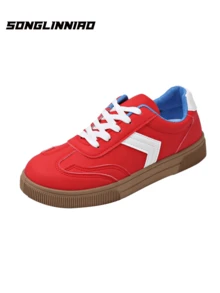 SONGLINNIAO Plus Size Casual Lace-Up Round Toe Fashion Sneakers For Women, Autumn