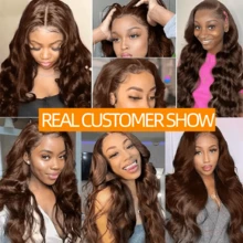 250% Human Hair Wigs Chocolate Brown Body Wave Wig Human Hair Glueless 13x4 Lace Front Wig #2 Dark Brown Wig 13x6x1T Part Wig Pre Plucked With Baby Hair Glueless Wigs #1B Natual Color Human Hair Chocolate Brown Body Wave Lace Front Wigs For Christmas - 巧克力棕 - 查看 10