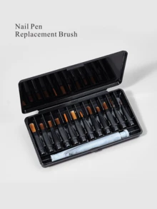 1 Caja de Pinceles de Arte de Uñas Multifuncionales con 12 Cabezales Reemplazables de Punta Fina, Adecuado para Uñas de Gel con Diseño de Apertura Activado por Presión, Rayado Preciso, Tallado y Herramientas de Arte de Uñas DIY, Pincel de Maquillaje de Alta Calidad