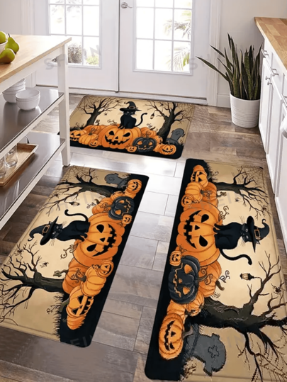 1 قطعة مجموعة ديكور بموضوع اليقطين المرعب في عيد الهالوين، ديكور مطبخ رائع، جاف غير انزلاقي ناعم ومريح وسهل التنظيف، مناسب للحمام وغرفة النوم وغرفة المعيشة وغرفة الطعام والبهو وغرفة الغسيل، لوازم ديكور عيد الهالوين