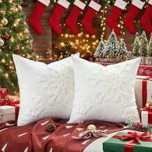 1 szt. Poszewka na poduszkę świąteczną, haft płatków śniegu 18x18 Poszewka na poduszkę Home Xmas Gold dekoracyjna poszewka na poduszkę miękka na sofę łóżko krzesło