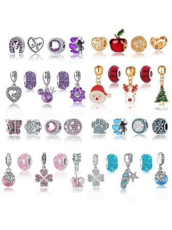 9pcs Christmas Set, European & American Fashionable, Multi-Style Set, Exquisite & Versatile, Apple, Santa Claus, Christmas Tree, Soft Clay Beaded Pendant, DIY Bracelet & Bangle Accessories