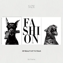 三幅无框帆布海报，现代艺术风格，以灵缇犬和豹子为主题，时尚艺术印刷品，适合卧室、客厅、厨房、走廊等墙面装饰，现代时尚家居装饰礼品，2D平面设计，是房间装饰的完美之选。