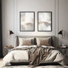 Juego de 2 pósteres abstractos blancos, impresiones artísticas, pósteres minimalistas modernos, decoración de arte de pared abstracta neutra, diseños elegantes de lienzo gris y blanco, adecuados para la decoración de la sala de estar, el dormitorio, el hotel, sin marco.