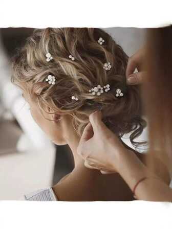 9件套珍珠花发夹侧梳套装婚礼