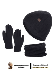 1/2/3件男士冬季保暖帽子、围巾、手套套装，新款加厚针织帽，保暖针织滑雪面罩，适合秋冬季户外活动、露营、钓鱼、徒步旅行、旅行、度假