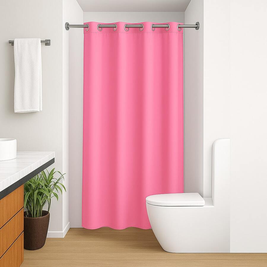Waterproof PVC Shower Curtain, Anti-Mildew, 1.40 X 1.80 - 淺粉色 - 查看 1