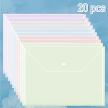 WUQIANNIAN 10pcs A4 Size DIY File Folders, Muted Colors, Thick & Large Capacity Plastic Snap Closure Document Bags, Briefcase, Test Paper Storage Bags, Transparent File Organizer Bags, 1mm Thick - Multicolor - View 14