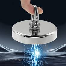 1pc Heavy-Duty Magnet Magnetism Hook Fishing Magnet With Stainless Steel Ring, High-Power Diameter Round 2.95inch Magnet Hook,For Ocean Retrieval Magnet Underwater Magnet River Salvage Magnet