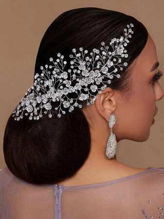 1 件钻石新娘珍珠水钻婚礼发饰，独特的婚礼发梳