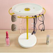 1pc Sunglasses Organizer 360° Rotating Eyeglass Holder Stand With Wood Tray And Base,Glasses Holder,Eye Glass Display Rack For Multiple Sunglass Storage For Table Dresser Desk Bedroom Nightstand