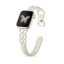 Slim Braided Silicone Band: For Apple Watch Bands Women 40mm 41mm 38mm 42mm 44mm 45mm 46mm 49mm - Cute Heart Lace Breathable Thin Sport Strap For I Watch SE Series 10 9 8 7 6 5 4 3 1 Ultra 2