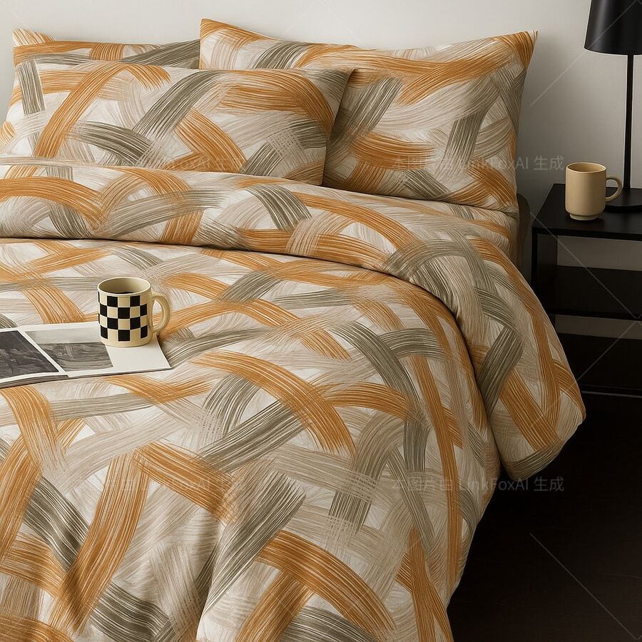 Piece Thickened Polyester Floral Bedding Set (1 Duvet Cover & 2 Pillowcases, Exclude Filling) - Orange - View 1