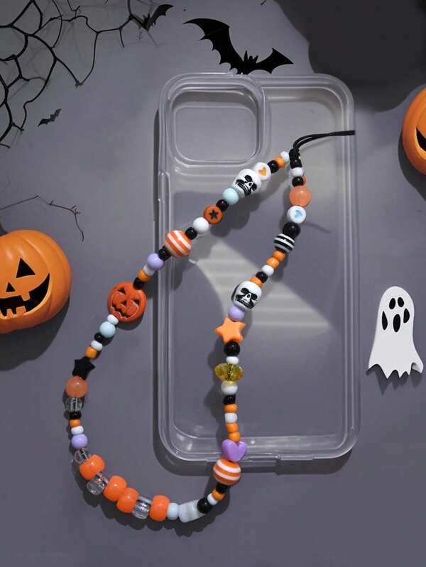 1 Stück Halloween Schädel Kürbis Handyschnur, geeignet als Geschenk für Feiertage, Halloween, Weihnachten