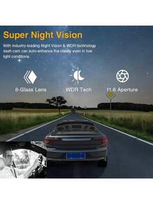 Dual Lens Dash Cam With Night Vision, Front And Rear Dual 1080P HD Cameras, Wide Angle Lens, 3.16" IPS Screen, 24-Hour Motion Detection Parking Monitor Mode, Supports 32GB Memory Card Loop Recording, 150mAh Battery Capacity