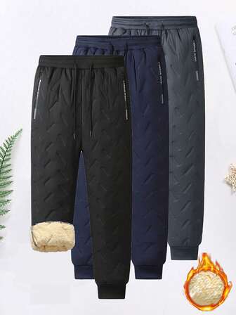 Men's Stylish And Versatile Winter Thickened Pants, Fashionable Striped Pants, Casual Long Pants. Great Gift For Husbands, Boyfriends.