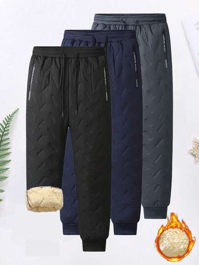 Men's Stylish And Versatile Winter Thickened Pants, Fashionable Striped Pants, Casual Long Pants. Great Gift For Husbands, Boyfriends.