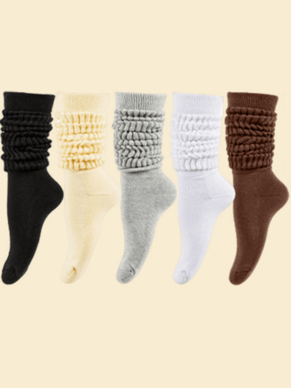زوج واحد/5 أزواج من جوارب الساق الدافئة الطويلة للنساء، جوارب الساق الملونة الدافئة، جوارب رياضية للخريف والشتاء