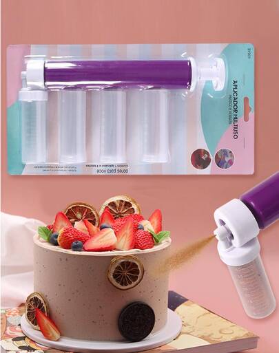 Un juego de herramientas con pistola de pulverización manual para decorar pasteles, que incluye una pistola de pulverización que se puede usar para decorar pasteles, cupcakes y postres de cocina.