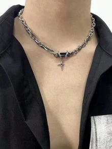 1 件深色哥特式十字架手链，简约钛钢防水不褪色高端男士手链 - 手鍊 - 查看 5