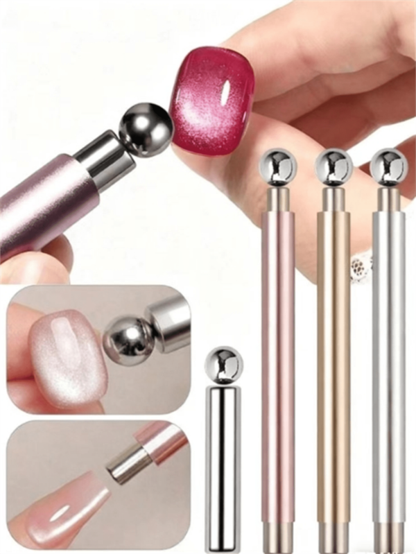 Round Steel Ball Magnetic Nail Art Tool, 3D Cat Eye Nail Effect, Suitable For Ladies, Beauty Salons And Home DIY, Fragrance Free. Includes N Magnet, Art Brush, Detail Nail Art Pen, Painting Tool, Nail Art Accessories, Nail Art Design, Nail Care Supplies, Round Magnetic Tool, Steel Magnetic Tool, High Precision Art, Beauty Lover, Female Nail Care