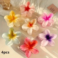 3Pcs Mini(4 Cm*4 Cm) Gradient Flower Hair Clips, Mixed Colors, Pop Culture Theme, Fashionable And Casual Style, Perfect For Going Out And Commuting, Ideal Women's Gift, Elegant And Classy Women's Hair Accessories With Side-Grabbing Shark Clip - 多色3個 - 查看 8