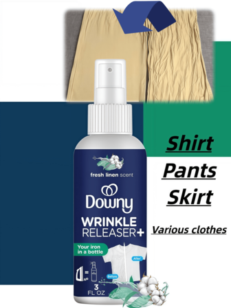 多功能抗皱喷雾，旅行装 - 内含除臭剂、抗静电剂、衣物清新剂和熨烫助剂。适用于衣物，帮助去除皱纹，带来柔软舒适感，并消除静电。新旧版本随机发货。