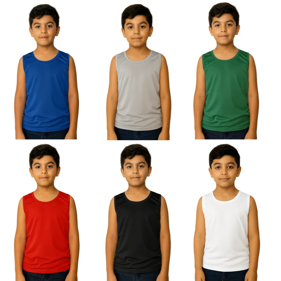 Kit Of 2 Children's Dry Fit Comfortable Tank Tops For Boys Summer - Multicolor - View 1