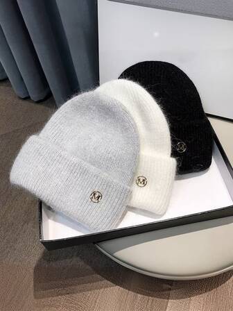 1PC Autumn And Winter Letter LA Embroidered Knitted Hat Outdoor Thermal Hat Couple Hat Suitable For Cycling, Skiing, Etc Men's Winter Clothing