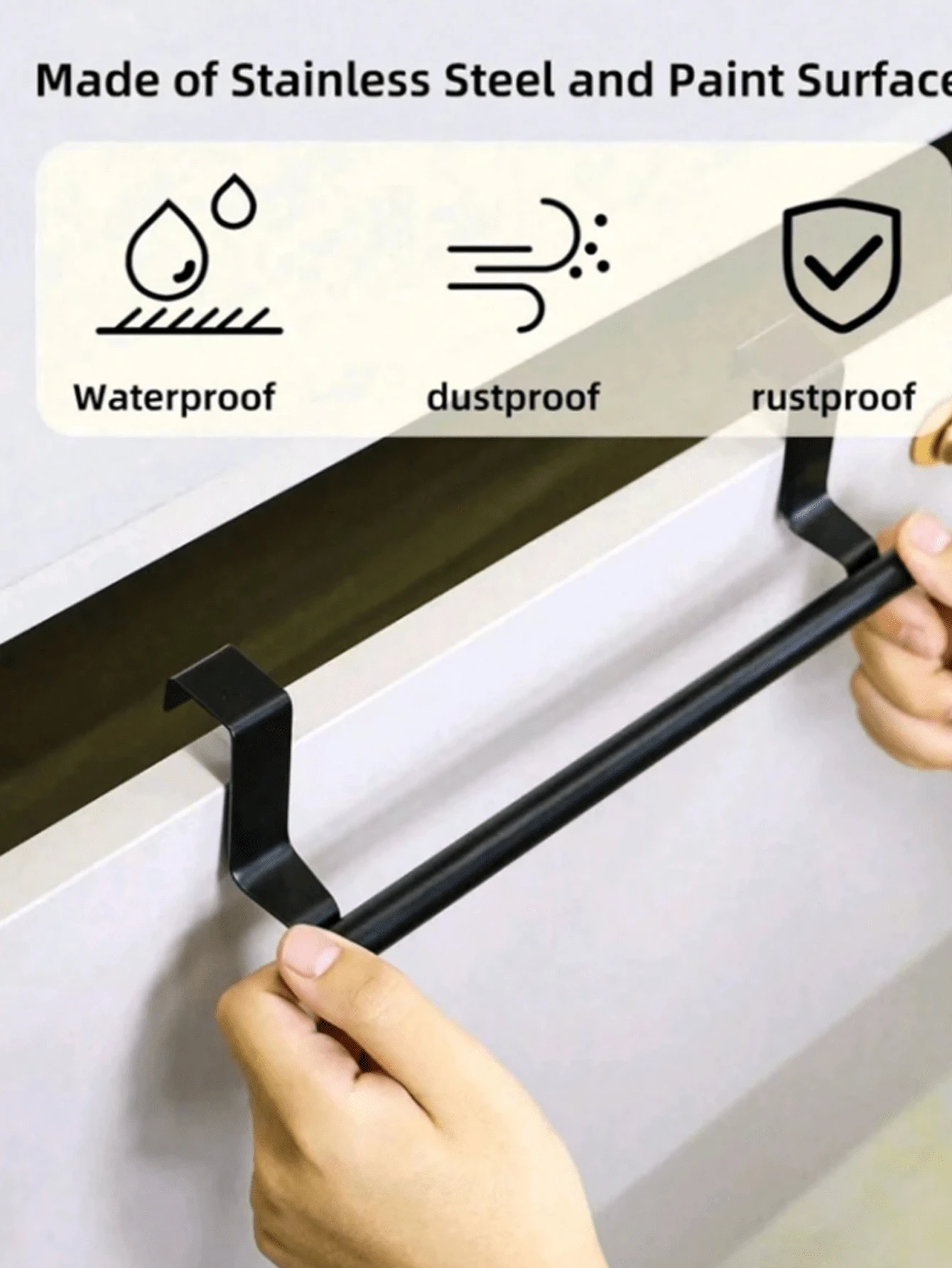 1 pièce Porte-serviettes en acier inoxydable pour porte de placard, barre porte-serviettes sans couture pour porte de salle de bain ou de cuisine, 1 support de porte-serviettes de placard, crochet perforé économe en espace, à fixer sur la porte, convient pour la cuisine, la salle de bain et les placards - peut accueillir serviettes et linges - facile à installer, rangement de cuisine, rangement de salle de bain, articles ménagers modernes