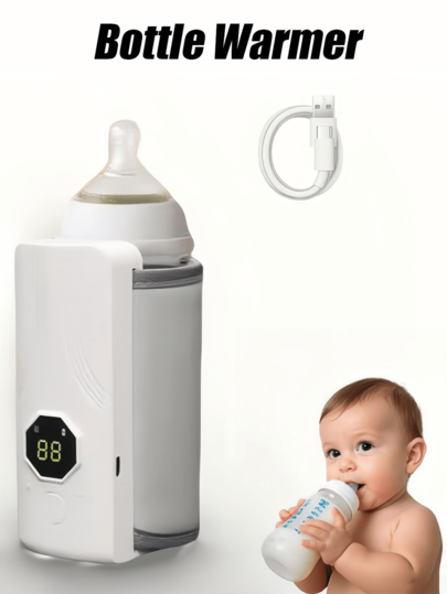 1 Stück Milchwärmer Tassenwärmer, tragbarer Milchwärmer, 6-stufige digitale Temperatursteuerung Milchflaschenwärmer, geeignet zum Warmhalten oder Erwärmen von Wasser/Milch über 35°C, konstante Temperaturheizung USB-betrieben Leder Geschenk