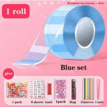 儿童纳米胶带泡泡套装，包含发光、粘土、可爱贴纸和配件工具纳米泡泡胶带套装，适合儿童、青少年和女孩纳米胶带工艺品（配件包颜色随机） - 彩色 - 查看 5