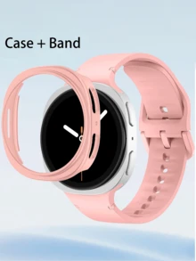 Durable Silicone Watch Band + PC Watch Case, Compatible With Samsung Galaxy Watch 8/8 Classic 40mm/44mm, Unisex, Sweat-Resistant, Lightweight Bracelet Strap, Compatible With Samsung Galaxy Watch 8 Classic/8 Smartwatch Accessories, Affordable, Suitable For Back To School Season - Pink Sand Color - View 9