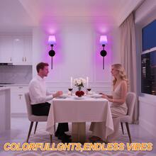 "2-Pack Rechargeable RGB Wall Lights With Remote – 15-Color Dimmable Sconces For Bedroom, Living Room, Hallway, Bathroom, Kitchen, And Closet" - Gold - View 6