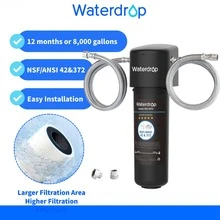 Waterdrop Sistema de filtro de agua debajo del fregadero 10UA, conexión directa al grifo de la cocina, alta capacidad de reducción de cloro de 30,000 litros, tecnología de EE. UU. - Negro - Ver 1