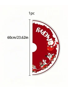 1pc Winter Santa Claus Christmas Tree Skirt - Holiday Atmosphere Decoration, Polyester Material, Stocking Up At The End Of The Year Home And Party Holiday Decoration,Christmas Decorations Gift - Multicolor - View 2