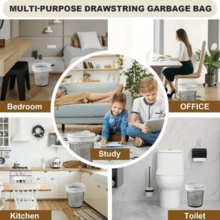 100pcs Ultra-Thick Durable Pull Rope Garbage Bag - Thick Large Portable Polyethylene Garbage Bag For Kitchen, Bathroom, Bedroom And Living Room, Home Organization | Fashion Design | Pull Rope Closing, Garbage Bag Dispenser - Màu Hồng baby - Xem 9