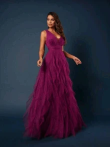 Long Dress Graduation Party Wedding Guest Godmother - Màu Hoa hồng đỏ - Xem 1