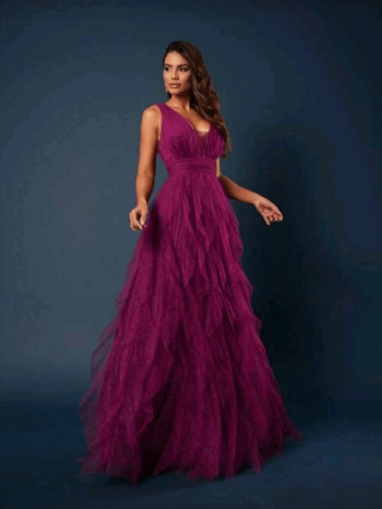 Long Dress Graduation Party Wedding Guest Godmother - Màu Hoa hồng đỏ - Xem 1