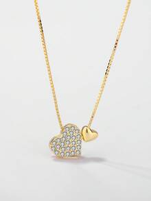 1 件 925 纯银 14k 镀金简约心形吊坠项链，精致独立设计颈链，随机盒装款式，送给好朋友的生日礼物