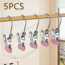 5件/10件儿童衣架不锈钢夹裤裙衣架多功能儿童晾衣夹 - 彩色 - 查看 16
