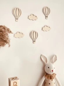 北欧风格气球和云朵木墙贴花 - 创意儿童房育儿室装饰，儿童摄影的摄影背景。 - 淺棕色 - 查看 4
