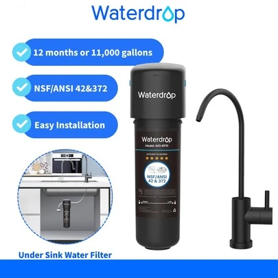 Waterdrop 10UB vattenfiltersystem för underskänksbruk med separat kran, NSF/ANSI 42-certifierad, 30 000 liter vattenfilter för dricksvatten, minskar 99,99 % av bly, klor och dålig smak