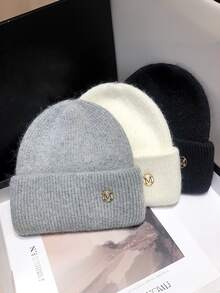 1PC Autumn And Winter Letter LA Embroidered Knitted Hat Outdoor Thermal Hat Couple Hat Suitable For Cycling, Skiing, Etc Men's Winter Clothing - A - View 2