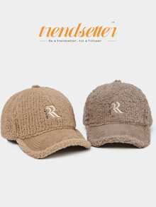 1 Mũ bóng chày mùa đông mềm mại dành cho nữ có logo "R" thêu tinh tế, phong cách đường phố thường ngày, chất liệu siêu mềm mại và ấm áp mang lại sự thoải mái tối đa, dây đeo có thể điều chỉnh để vừa vặn, lý tưởng cho trang phục hàng ngày, phiêu lưu ngoài trời, mùa lạnh, phụ kiện thời trang không thể thiếu cho những quý cô sành điệu - R - Xem 2