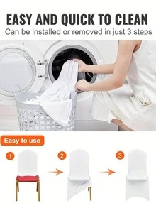 1/10/30/50/100 pièces Housses de chaise élastiques en spandex blanc pour mariages, banquets, fêtes, décorations de table générales. Housses de chaise élastiques de bonne qualité. - Blanc - Voir 3