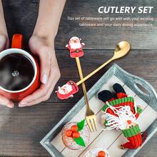 6/12 piezas Cucharitas de café navideñas, Juego de cucharitas de té y café con figuras de dibujos animados, Cucharitas de mezcla de acero inoxidable para Navidad, Cucharitas navideñas creativas, Adecuadas para uso diario, Fiestas de Navidad, Reuniones familiares, Postres, Bebidas, Espresso, Batidos, Mermeladas, Regalos de Navidad, Chocolate, Leche - Multicolor - Ver 8